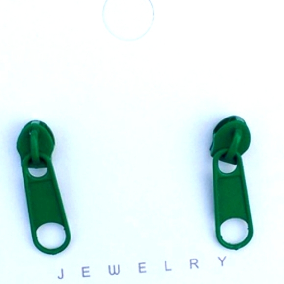 **NEW! RETRO ZIPPER Metal Stud EARRINGS - Emo Goth Punk Grunge - Picture 2 of 11